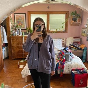 Vintage cozy purple knit cardigan M